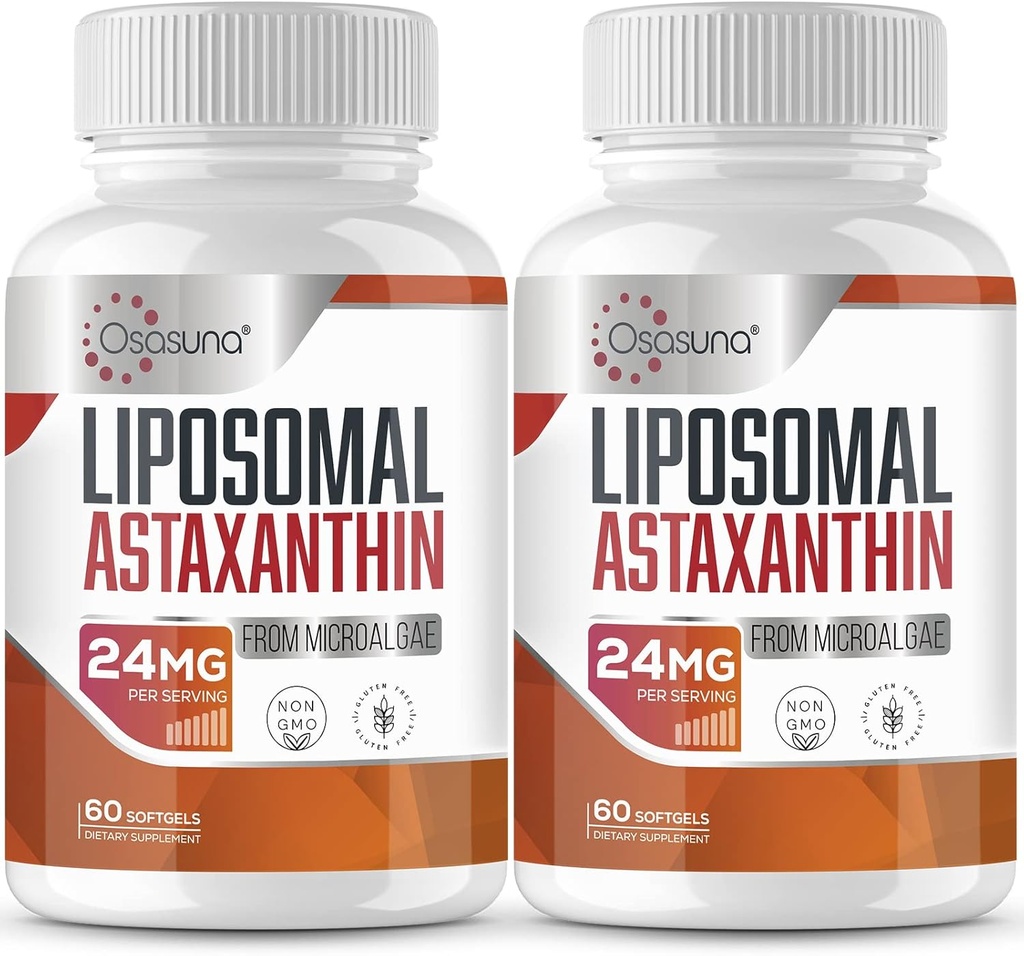 Liposomal Astaxanthin 补充24MG,最大吸收,抗氧化剂强于VIT C,Non-GMO和Gluten Free - 120软胶(4个月供应)