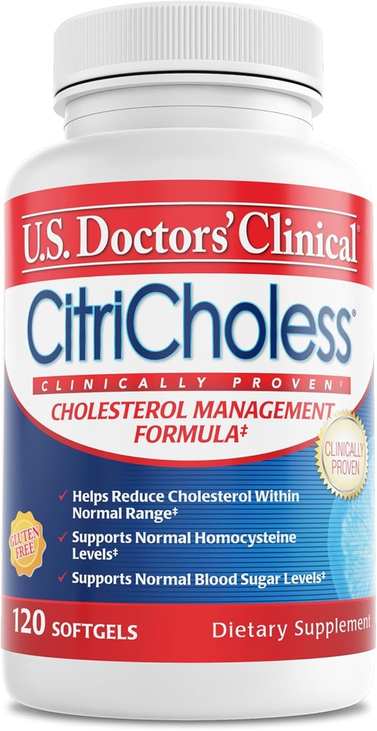 美国医生临床 CitriCholess 临床证明胆固醇补充剂,配有 Bergamonte Citrus 提取和维生素C 支持健康胆固醇水平(120软胶 - 2个月供应)
