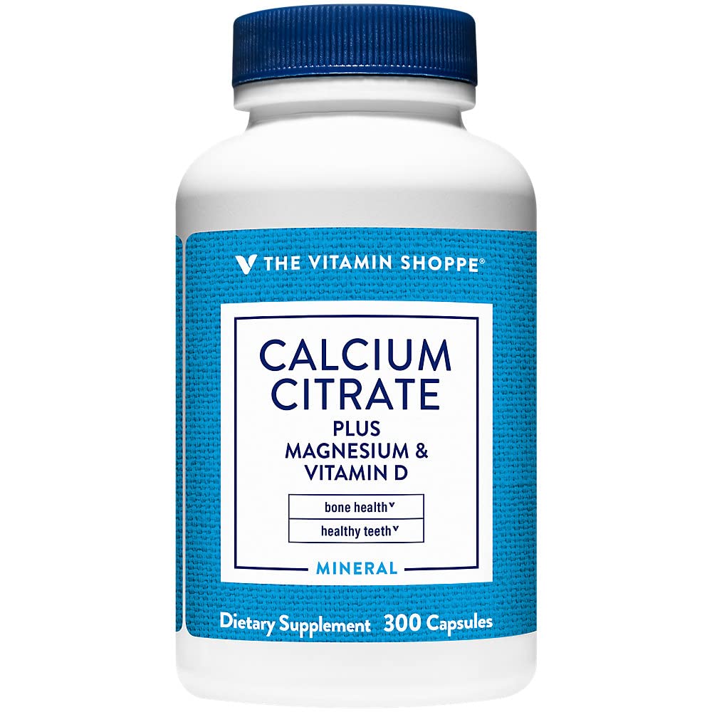 维生素商店钙 Citrate+Magnesium & Vitamin D, 多种矿山骨骼健康补充剂,维生素D Aids吸附剂,Calcium 999mg,镁 567mg,维生素D 612IU/日剂量(300卡普尔)