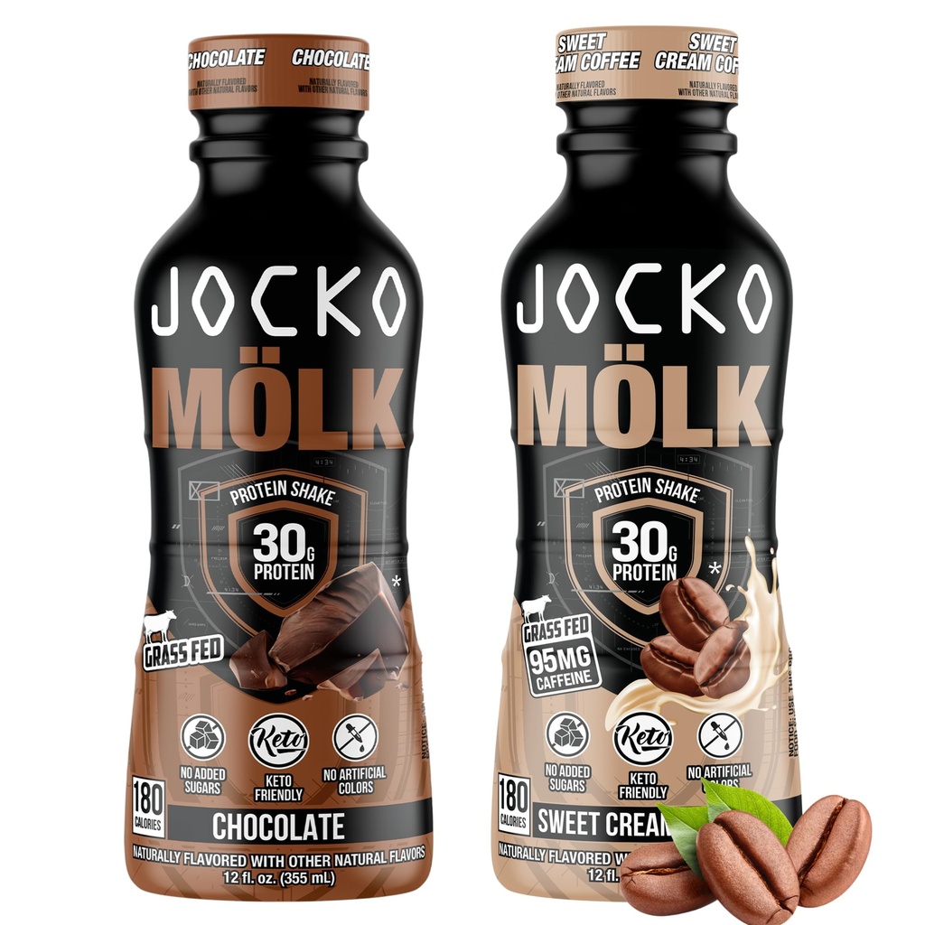 Jocko Fuel Mölk RTD 蛋白质摇篮-巧克力和甜奶油咖啡(24包)