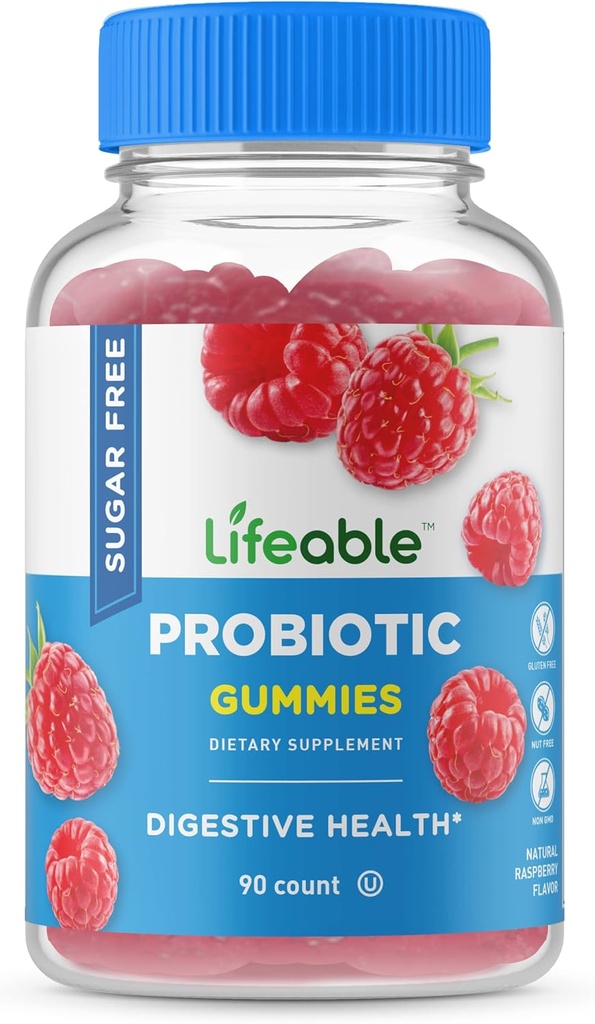 生活无糖无糖抗生素 — Great Tasting Natural Flavor Gummy Supplement Chewable — GMO Free, Vegetarian, Gluten Free — Gut Health and Immune Support — 成人,男子,女子 — 90古米
