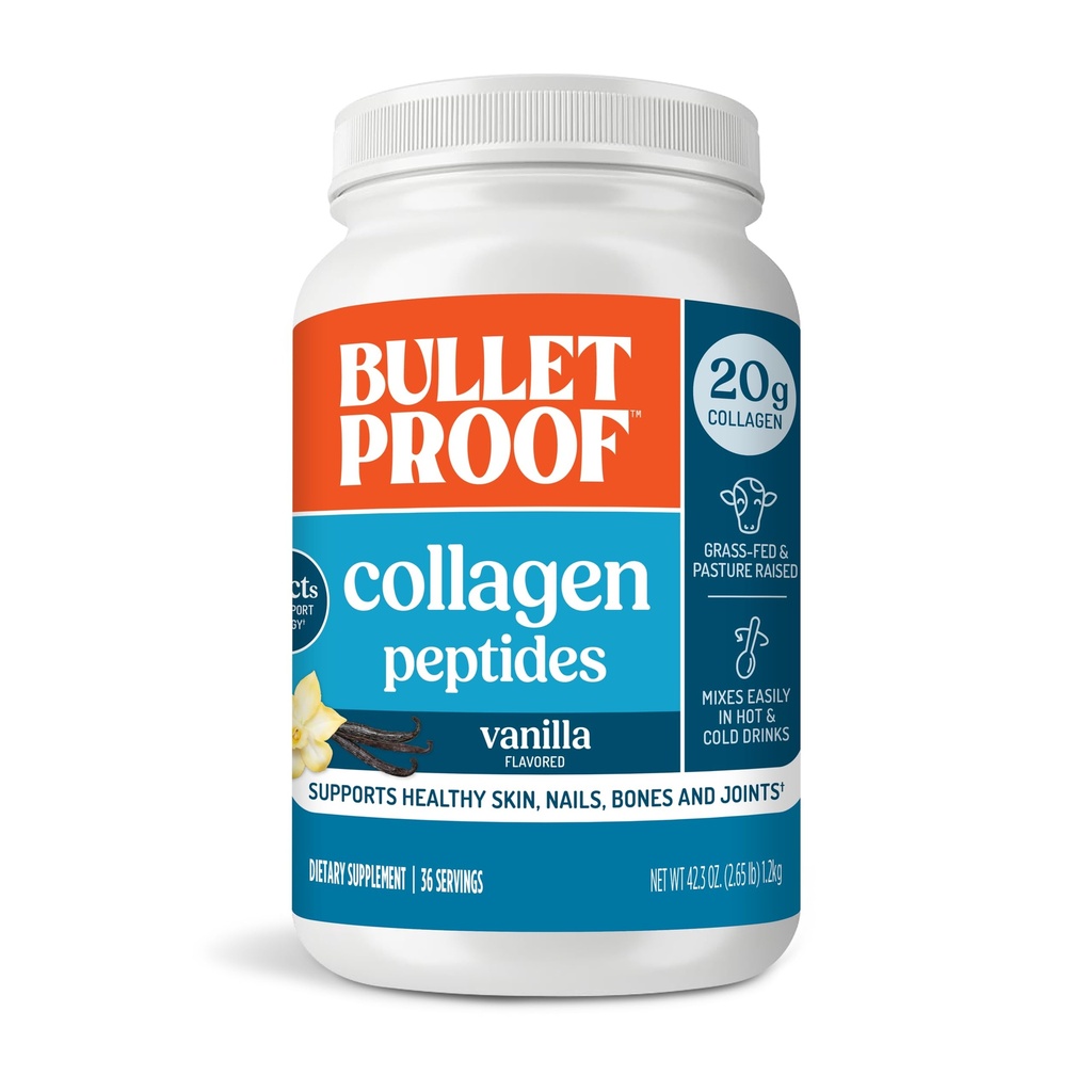 含MCT Oil的防弹香草Collagen蛋白粉、19g蛋白、42.3 Oz、价值大小、Collagen Peptides和氨基酸,用于健康皮肤、骨骼和关节