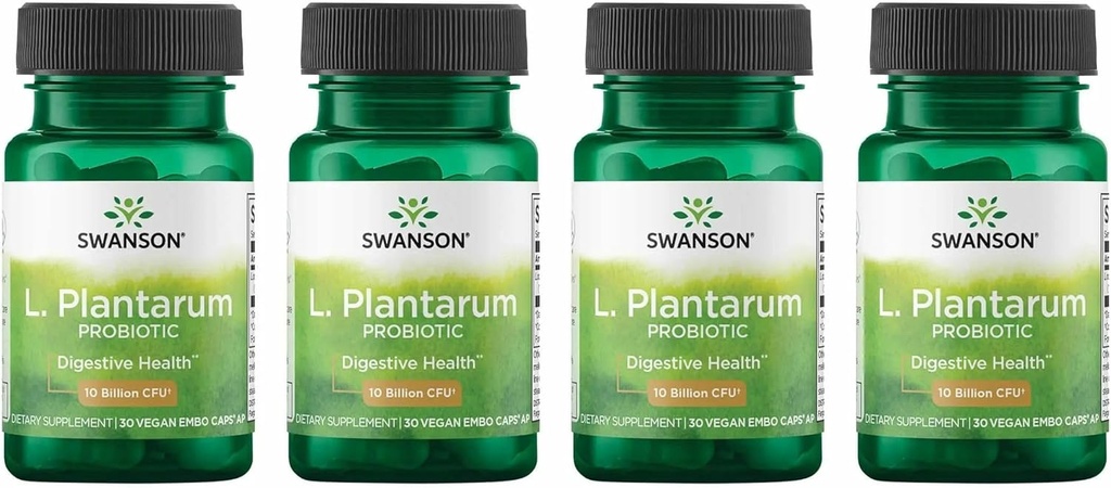 Swanson L. Plantarum - 促进肠胃平衡和肠道调节的消化补充剂 - 帮助减少排卵的自然公式 - (30 Veggie Capsules) 4 Pack