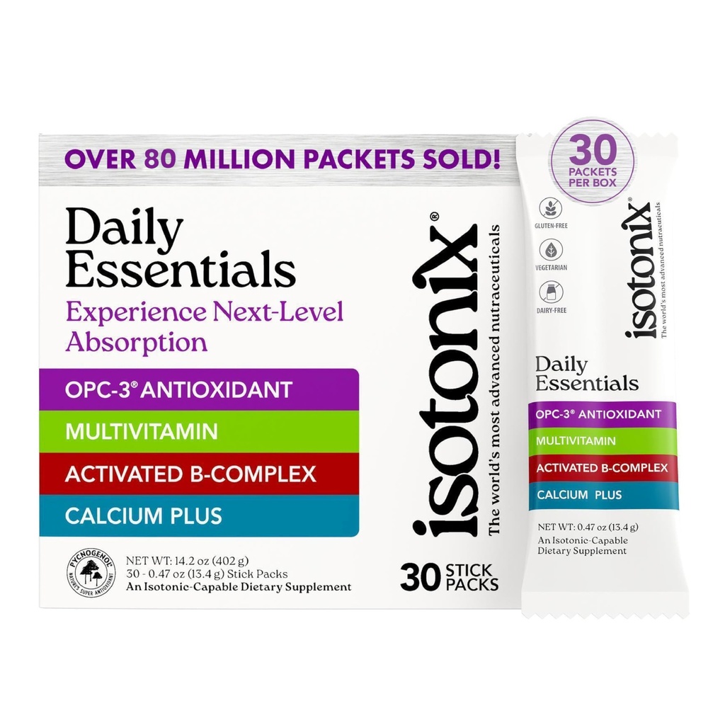Isotonix 每日基本品 多维特敏粉包 – 4-in-1 配有多维特敏,激活B-Complex,钙加和 OPC-3配有 Pycnogenol → – 同位素交付 – Gluten Free-30 Packets