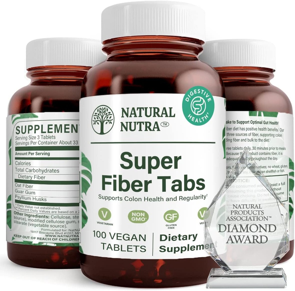 Natural Nutra Super Fiber 补编,促进消化和心血管健康,管理体重,保护皮肤健康,促进心脏健康和免疫系统,非转基因生物,Gluten Free, Vegan, 100 Vegan