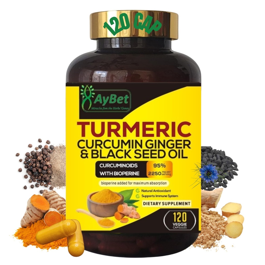 世界第1期. Turmeric Curcumin 姜和黑籽油,120 Caps, 2250mg, 95% Curcuminoids, BioPerin 添加剂, 额外力量, Organic, Halal, Vigan, 支持免疫系统, 联合支持(120)