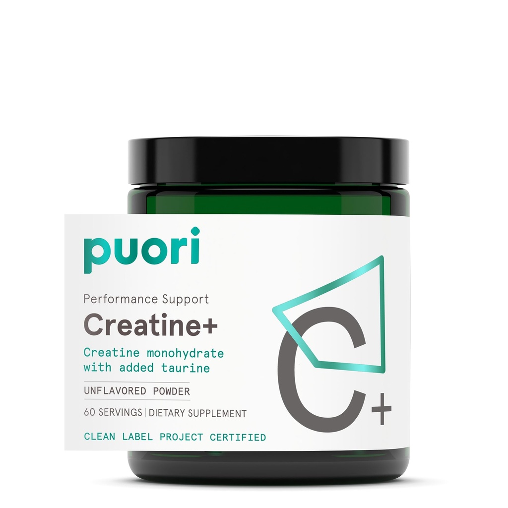 Puori Creatine 单水合物粉末加陶林 - 不受欢迎的Creatine粉末,男女工作前补充剂 - 肌肉建材,强化锻炼性能和力量建设 - 60种服务
