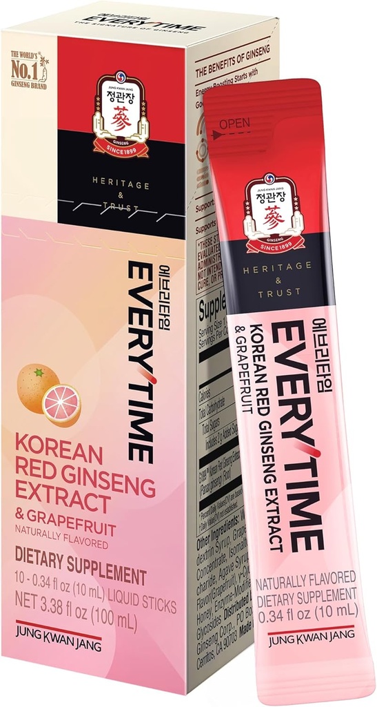 郑克旺 张每一次韩国红金松 提取1000mg & Graperue - Vegen Ginseng 根能饮用液体棒 补充 - Builds Stamina & university, no Cafeine (10棒,0.34 fle oz).