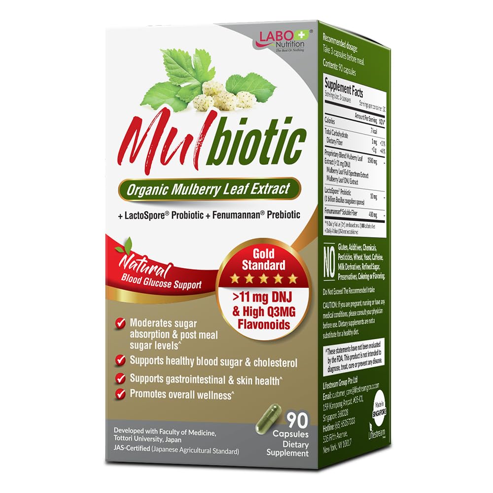 LABO 营养 木生素 Capsule, 有机木莓叶提取法 + LactoSpore Probiotic & Fenumannan Prebiotic, 用于健康鲤鱼编织支持,蔬菜,非GMO
