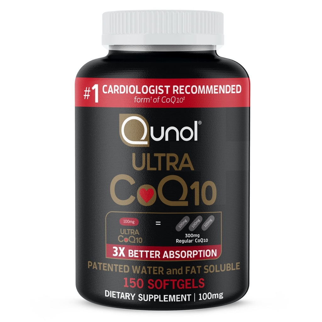 Qunol Ultra CoQ10 100mg Softgels - 3X 更好的吸收 Coenzyme Q10 补充剂 - 血管和心脏健康与能源生产抗氧化剂补充剂 - 5个月供应 - 150个计数