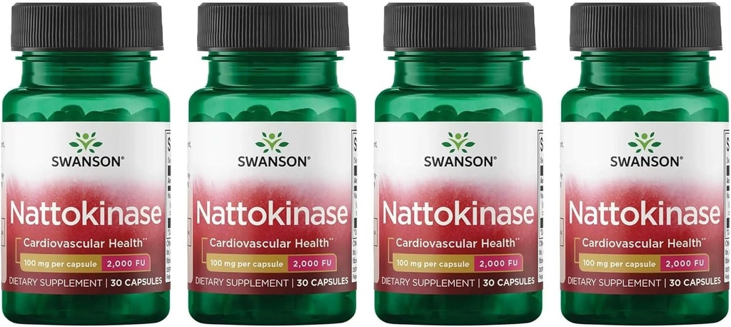 Swanson Nattokinase 2000 纤维分析单元 100 毫克 30 Capsules 酶 (4 Pack)