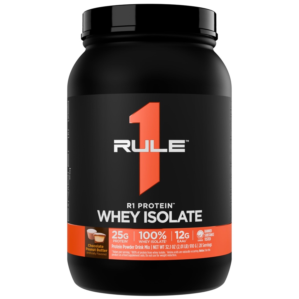 规则1 R1蛋白质 Whey Isolate - 有25g 蛋白质 & 6g BCAA 单自孤立和水解源进行工作回收(2英镑*,巧克力花生酱)