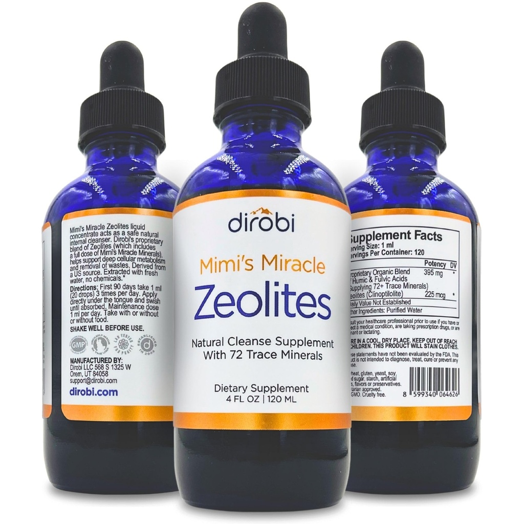 Mimi's Miracle Zeolites:重金属解毒泽利特补充液滴,配有70种成人和孩子的履带矿物——支持细胞修复,Immune和消化Tract健康(4 oz瓶,60天供应)