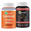 Qunol CoQ10 & Turmeric: Turmeric Curcumin, 2400mg, 105 Capsules & Ultra CoQ10 100mg, 90 Softgel