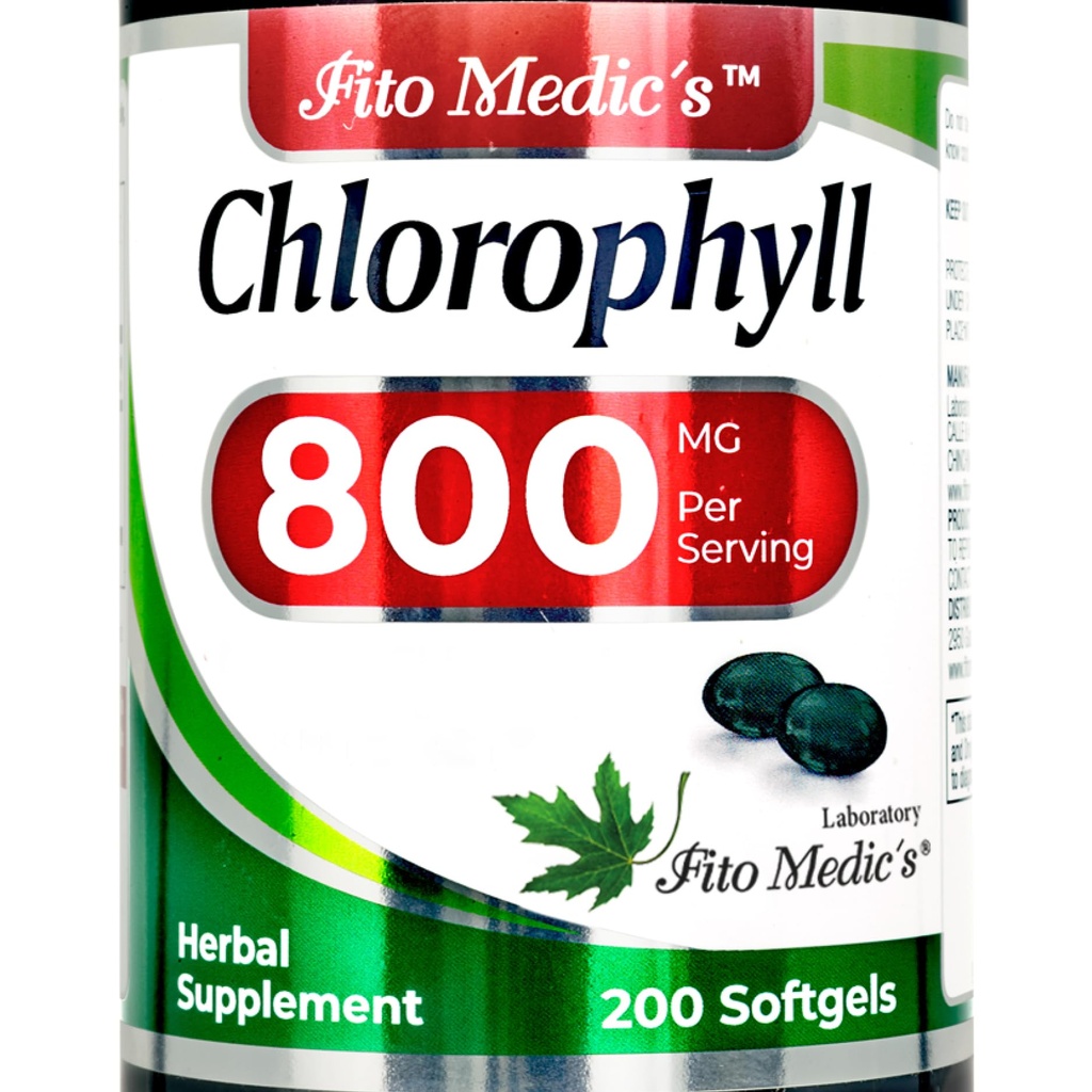 FITO MEDIC's Lab - Chlorophyll - Pure - 800 mg / service - 200 软胶 - Chlorophyll Capsules - Detox cleanse, Greens Suppers - Chlorophyll Pills - 超高吸收.