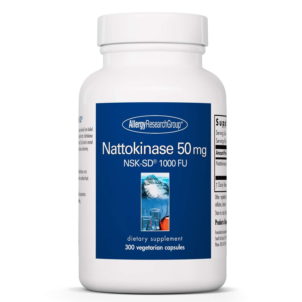 过敏性研究小组 Nattokinase 50mg 补充 - NSK-SD 1000 FU,心血管支持,循环健康,蔬菜卡普勒斯 - 300