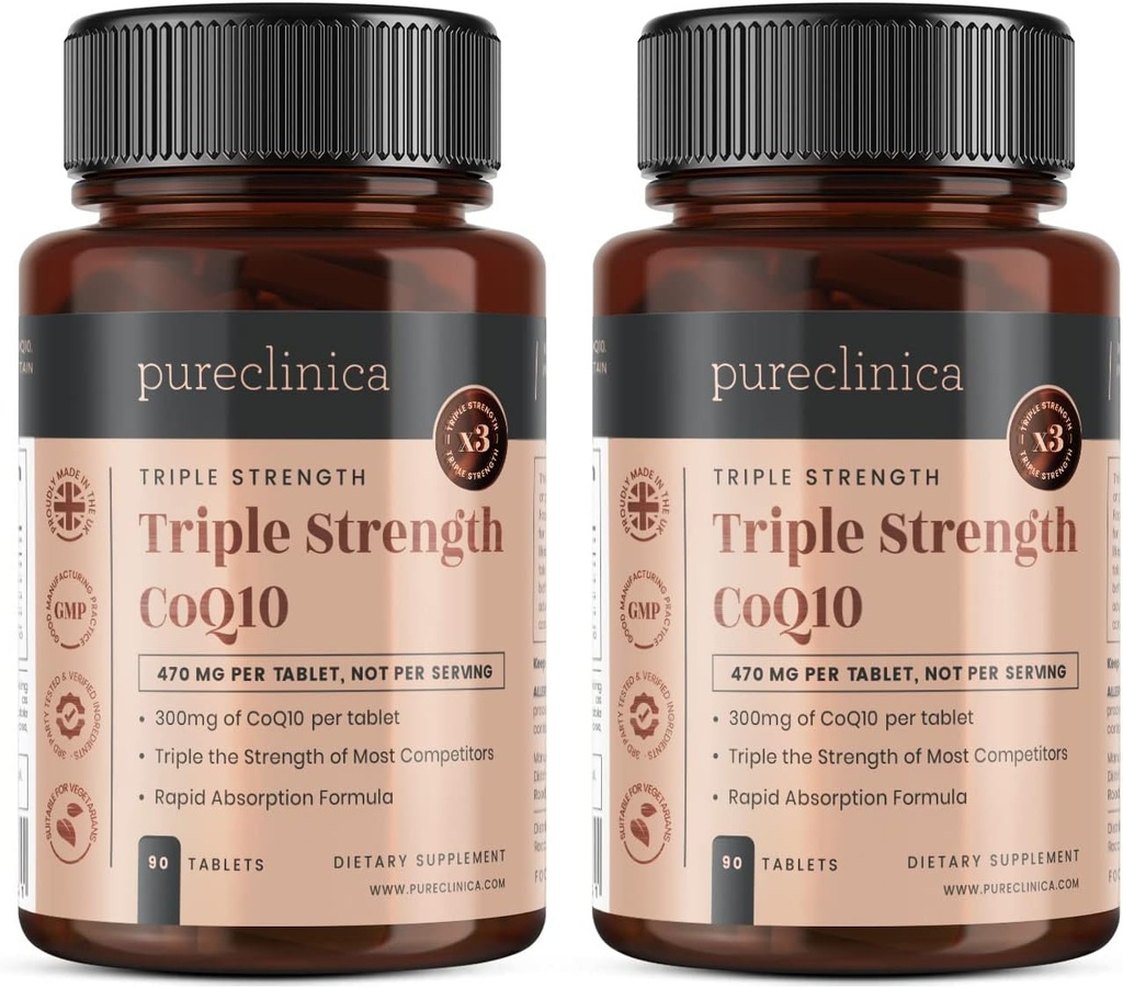 纯clinica 发酵 CoQ10 300mg x 180 片(2瓶90片) - 6个月供应. 非 GMO, USP 等级。 添加维生素 C 和 黑椒 提取用于吸收 。