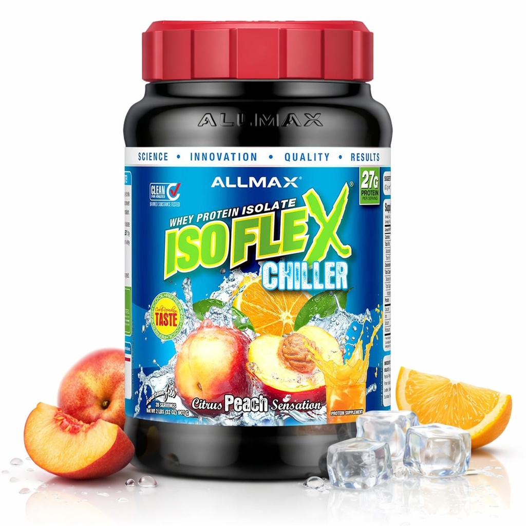 AllMAX 营养 ISOFLEX 冷却器, Citrus 桃仁感应 - 2磅 - 27克 蛋白质 Per Scoop - 零脂肪和糖 - 99% 无乳糖 - 约28克