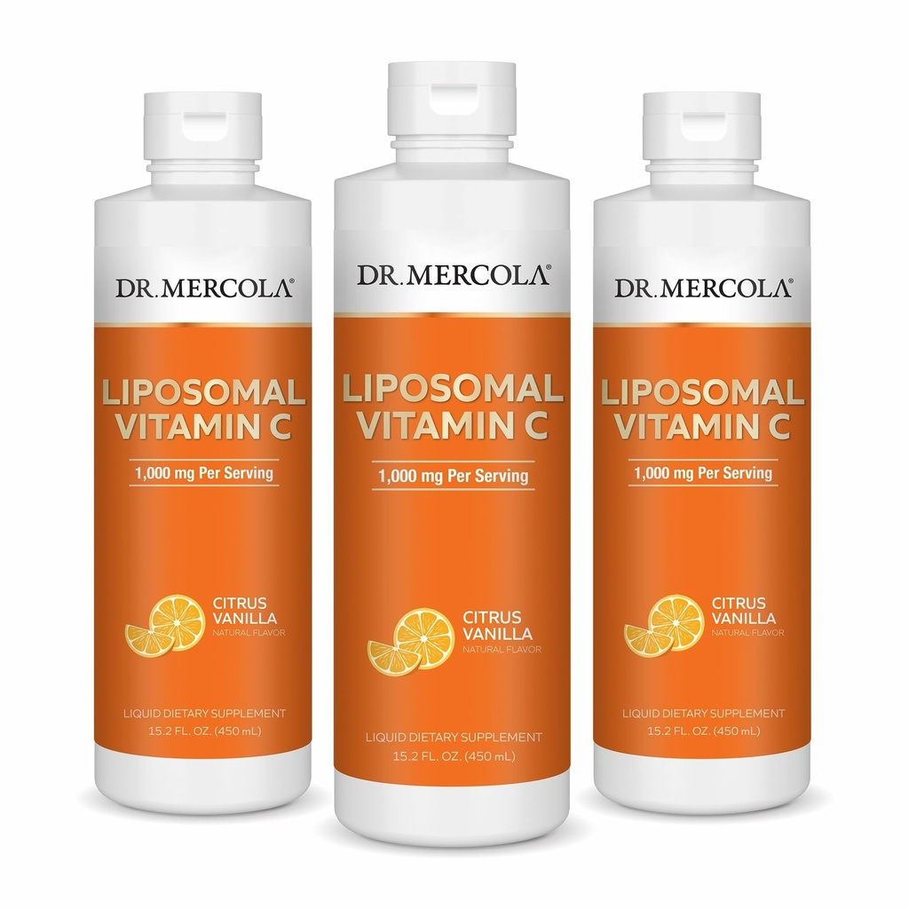 Mercola Liposomal Vitamin C博士 -- -- 抗氧化剂和免疫支持补充剂 -- -- 包括维生素E -- -- 无转基因、无糖和无豆 -- -- Citrus Vanilla Flavor -- -- 450毫升(30架) -- -- 3包