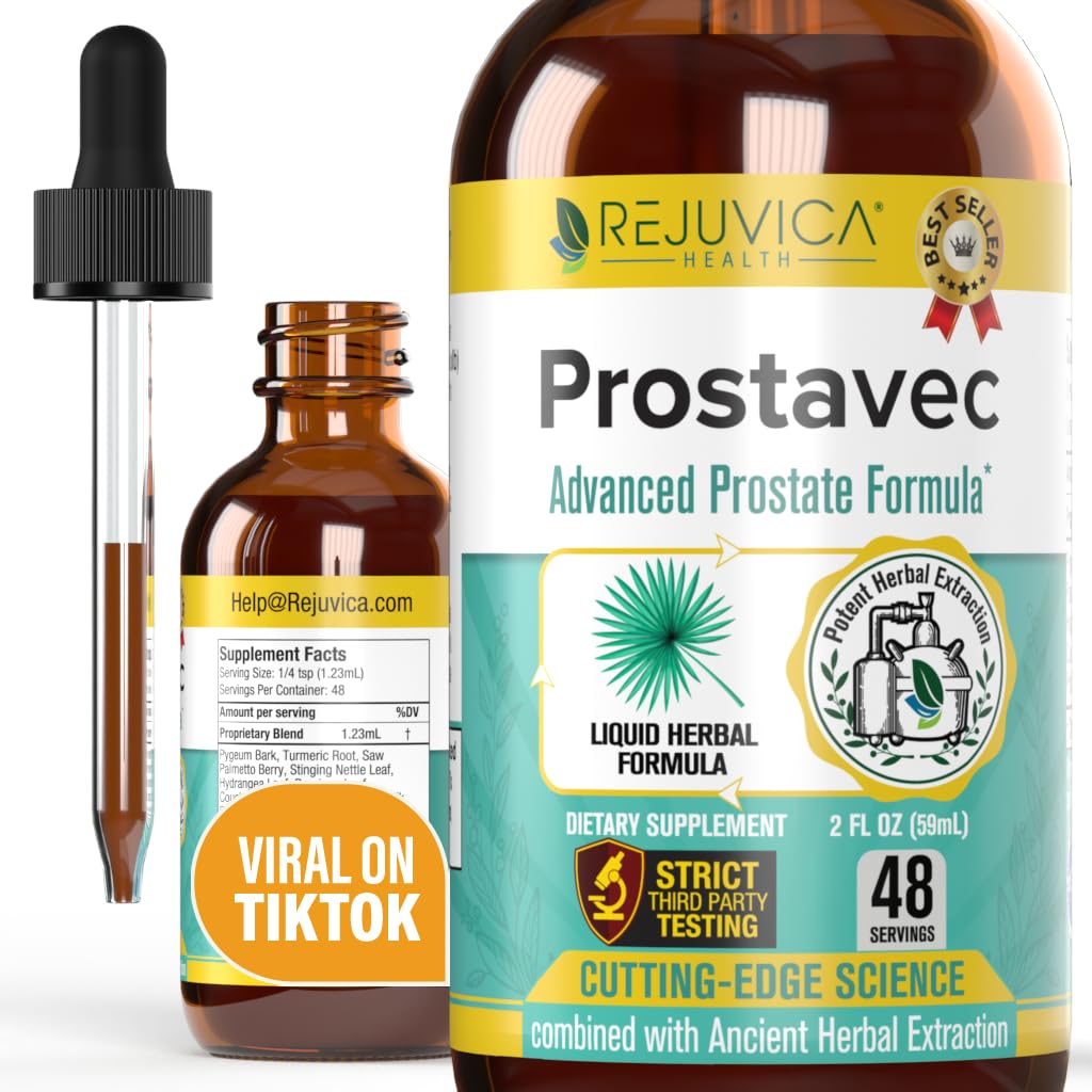 Prostavec 高级前列腺支持补编 - 用于更快吸收Pygeum, Saw Palmetto, Stinging Nettle + Turmeric & Damiana - Vegan, Non-GMO - 2 fl oz的液体公式