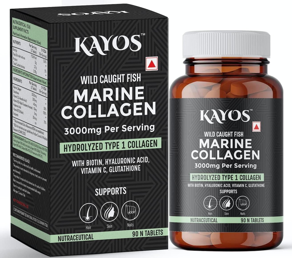 Miri Marine Collagen Tablets – 3000mg 型 1Collagen 水解鱼氨酸 – 配有 Biotin, Hyaluronic Acid, Vitamin C, Glutathione – Bone Joint hail 皮甲补充剂 - (90 pc)