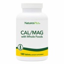 NaturesPlus 生命源 Cal/Mag 矿物补充剂-500毫克钙,250毫克镁,180毫克蔬菜药片-全食补充剂,促进骨质健康-无胶-90种服务