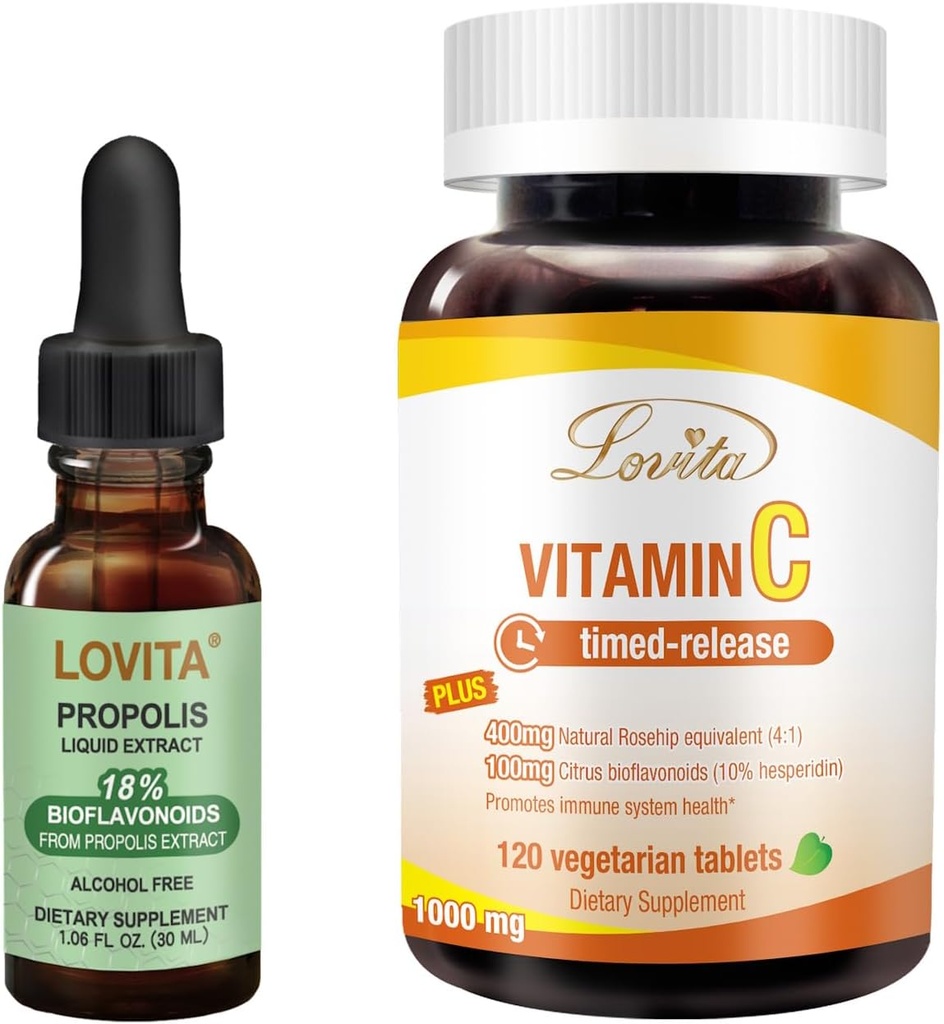 Lovita Bee Propolis 液体提取和维生素C补充剂