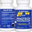 MagTech 镁补充剂 - 3种镁形式:Magtein L-Threonate, Glycnit & Taulate - 200mg Chelated 镁复合剂 - 支持放松和脑健康 - 180 Capsules