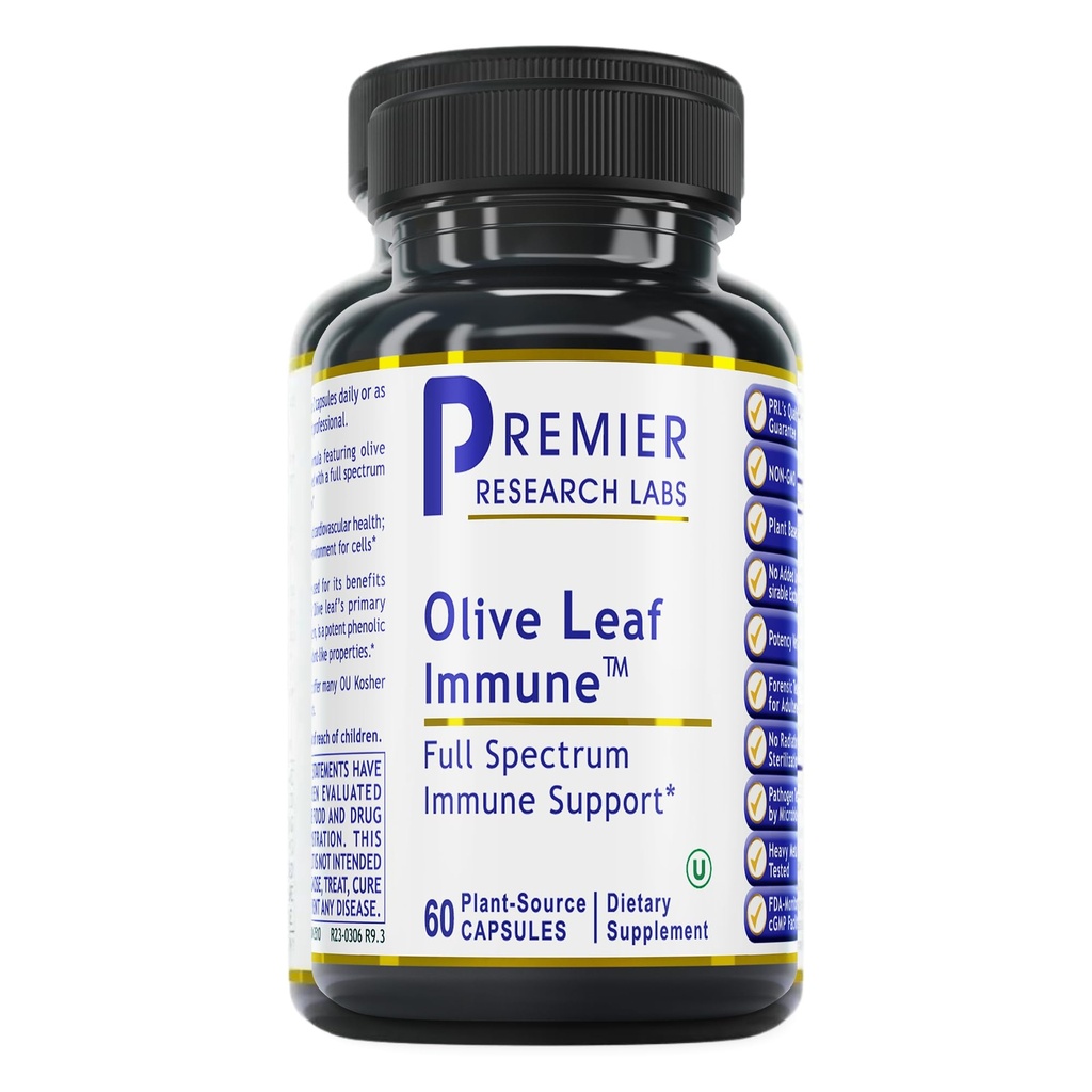 总理研究实验室 橄榄叶Immune - 橄榄叶提取卡普苏莱斯, 橄榄叶药丸, 配有激素素的奥勒鲁珀因姆, 草药补充 Immune和心脏健康支持- 60 植物学卡普苏莱斯