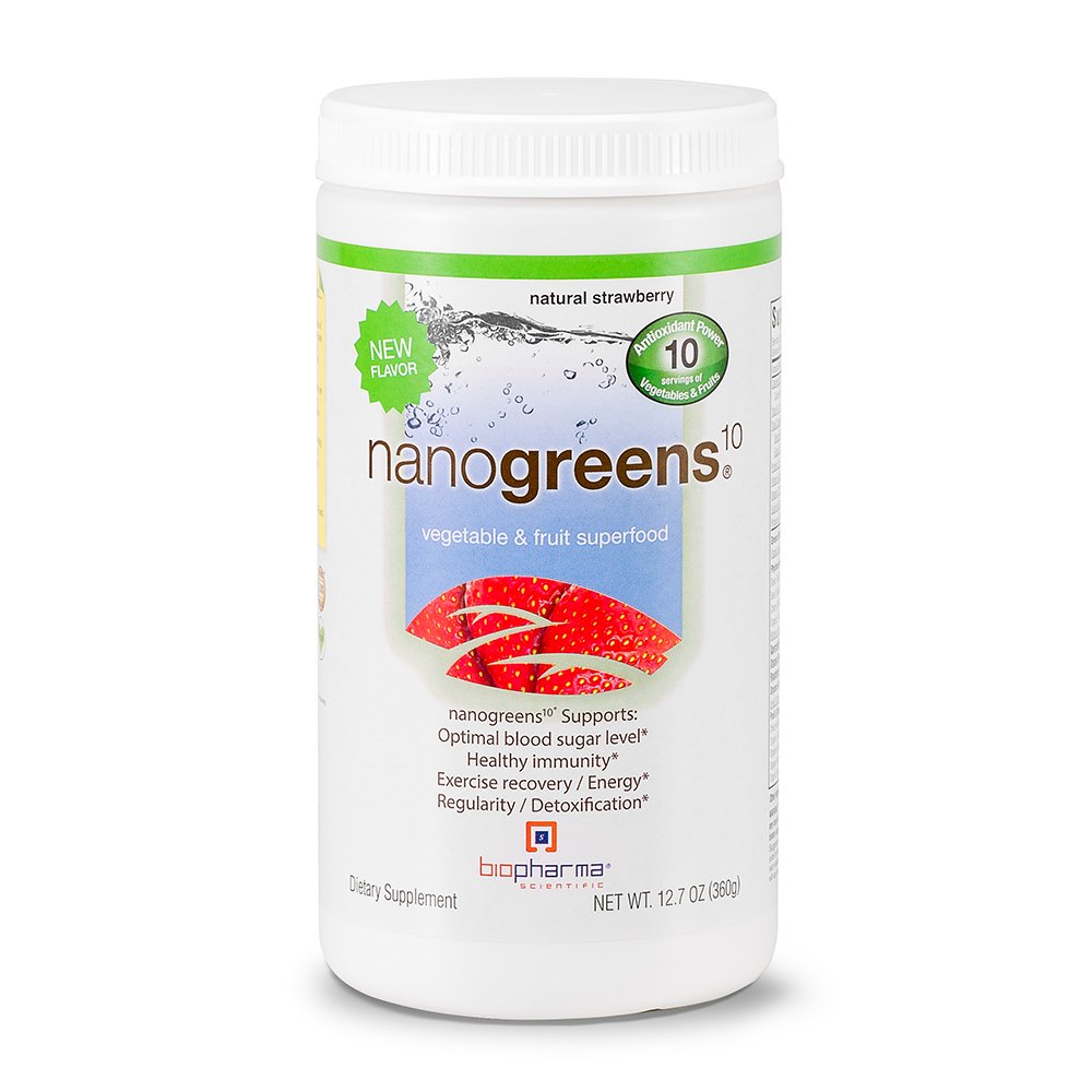 生药科学 NanoGreens 超级食品粉 — 水果和蔬菜、抗氧化剂以及能源的抗生素、消化和免疫支持 — 30种服务,草莓火焰