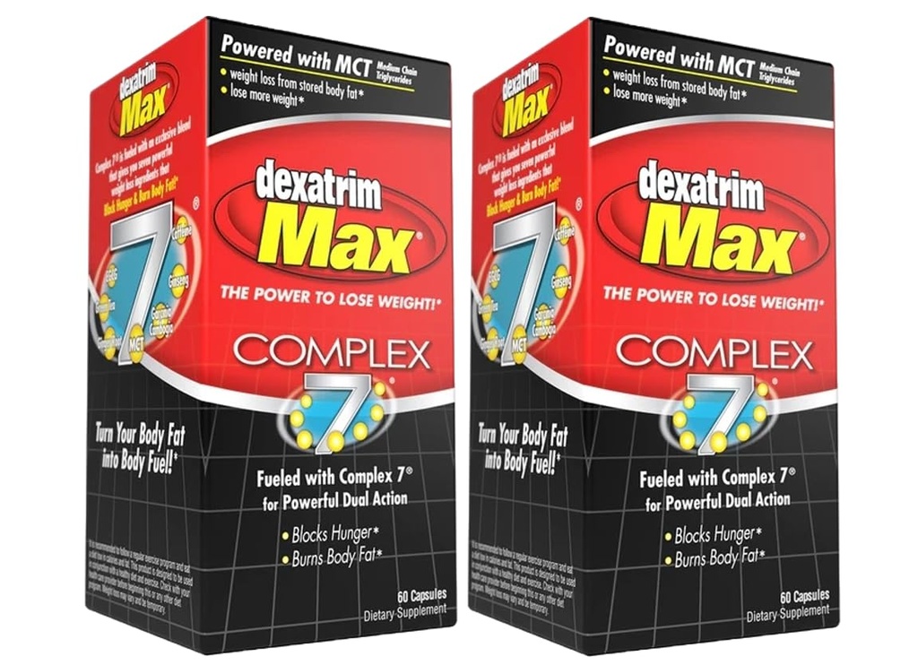 ILIOS Dexatrim Max Appetite Suppressant for Weight Loss – 2 Pack Weight Loss Pills for Women & Men, Fat Burner Supplement to Reduce Hunger, Complex 7 Formula, 120 Capsules Packaging