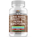 Stamiron Lions Mane Supplement Turkey Tail Mushules 配有 Cordyceps 提取器和 Reishi 蘑菇 - Alt to Mushro Gummys, 蘑菇粉, 蘑菇咖啡 - 90 计数器