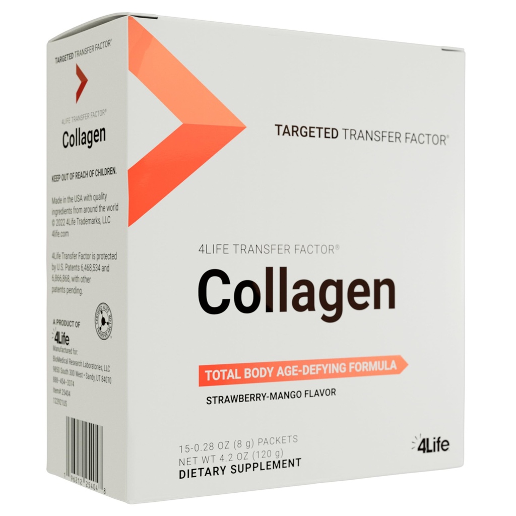 4Life转录因子Collagen - 配有维生素和5类Collagen的公式 - 头发,皮肤,和钉子支持 - 15个包