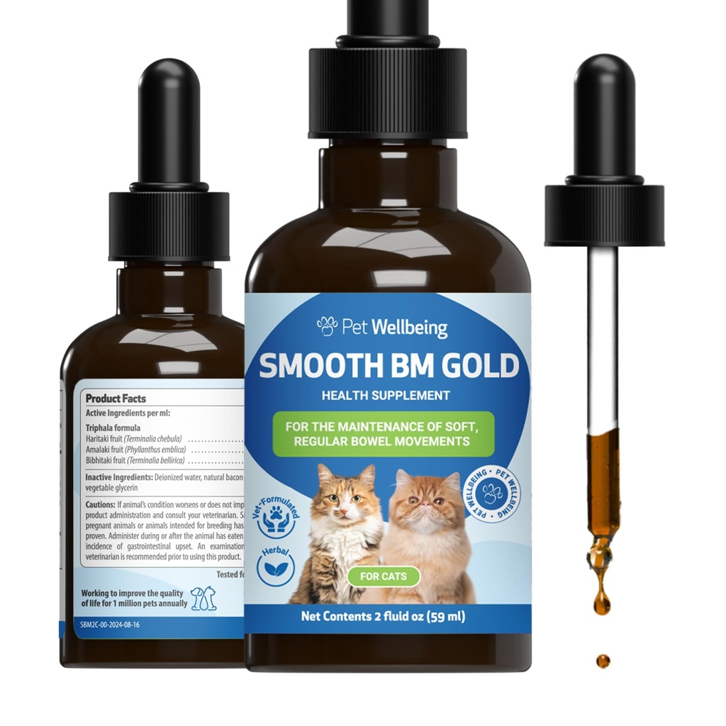 Petwelling Smooth BM Gold for Cats - Felines的温柔便秘救济 - 天然草药补充剂 2 oz (59 ml)