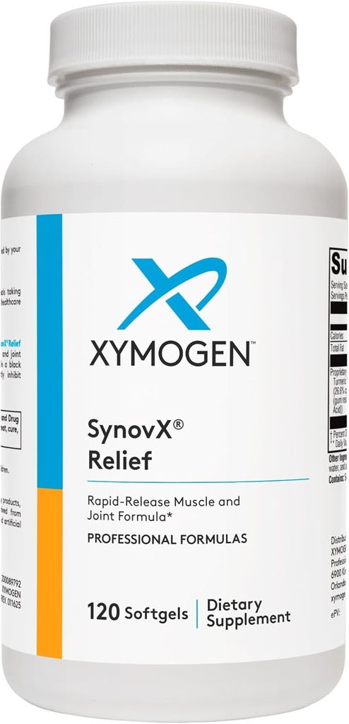 XYMOGEN SynovX Relief - 与Boswellia Serrata Extract + Turmeric - 肌肉与联合 Relief 补充 - Vegan, Gluten Free and Non GMO (120 Softgels) 联合支持补编.