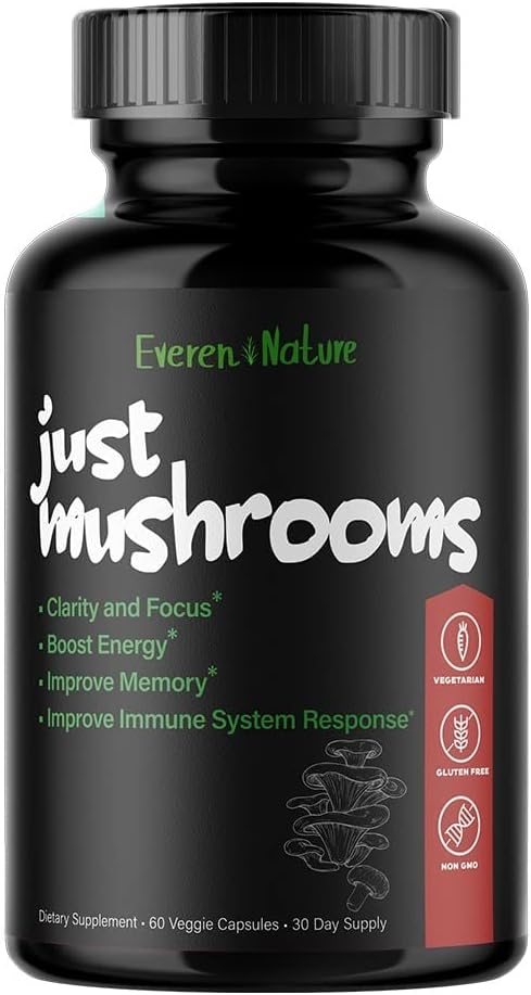 只是蘑菇 - 狮子的马恩,土耳其的Tail, Cordyceps, Reishi, 和更多 - 自然能源 - 诺诺皮卡大脑补充 - 用于Clarity & Focus - Immune系统助推器