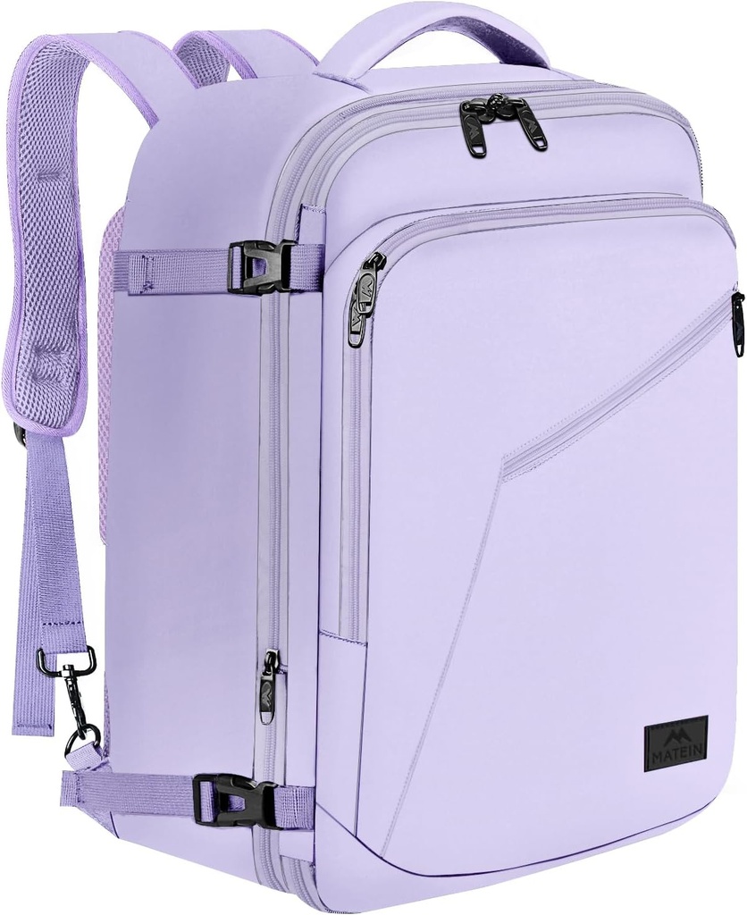 MATEIN 为妇女背包,40L重型旅行背包, 批准后飞机, 扩展式简易时装日用品, 经常旅行者礼品, 淡紫色