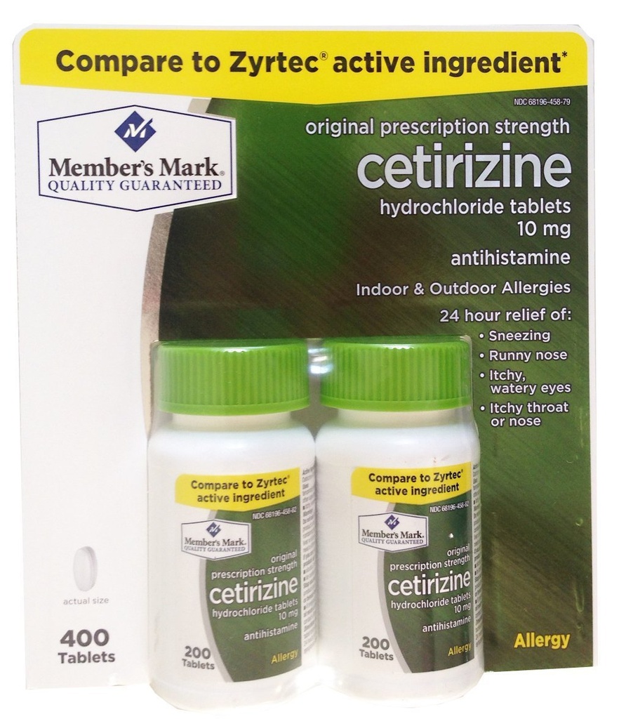 成员:Mark,前称 " 纯右Cetirizine " 氯化氢过敏片,10毫克-400 计数.