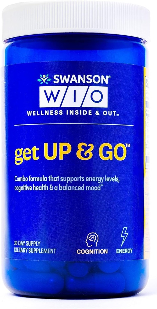 Swanson WIO Up & GO 认知,平衡,更多能量加绿茶,绿色咖啡豆,L-Thenine,以及Rhodiola, Vegan, Wellness, 60 Veggie Capsules (30日供应)