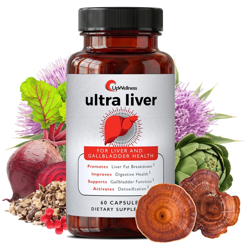 Upwellness Ultra Liver 支持和 Gallblader 支持的辅助工具 - 由 TMG , NAC 牛奶硝酸盐和 More - Liver Cleanse Detox & 维修 - 60 Capsules 提供动力