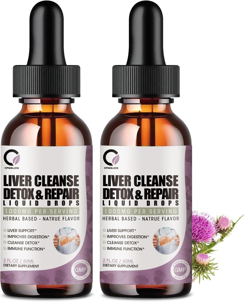 4 Fl Oz - Liver Cleanse Detox & Reference Liquid Drops - 1000mg 牛奶硝酸盐提取剂 Drops 补充 Liver Cleanse & Detox,抗氧化剂,消化剂支持