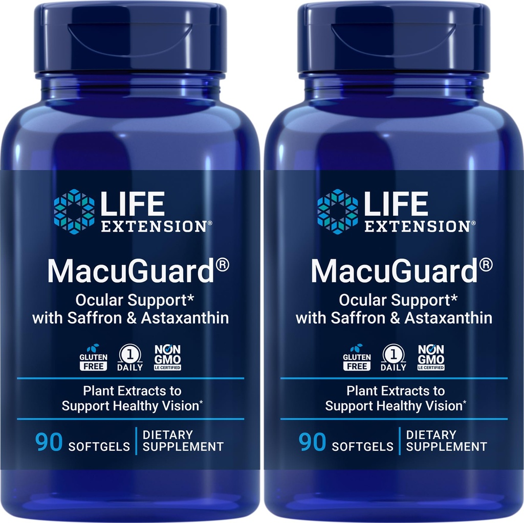 寿命延长 MacuGuard 望远镜支持 90 个软胶 与 Saffron & Astaxanthin
