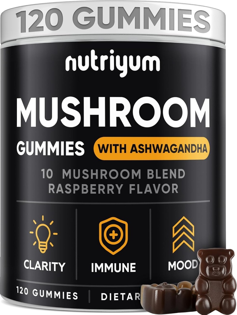 蘑菇 Gummys 10 Blend 120 pcs - Lions Mane, Ashwagandha, Turkish Tail, Cordyceps, Chaga, Reishi 蘑菇综合体 - 蘑菇增刊 Imune,能源,明亮和认知