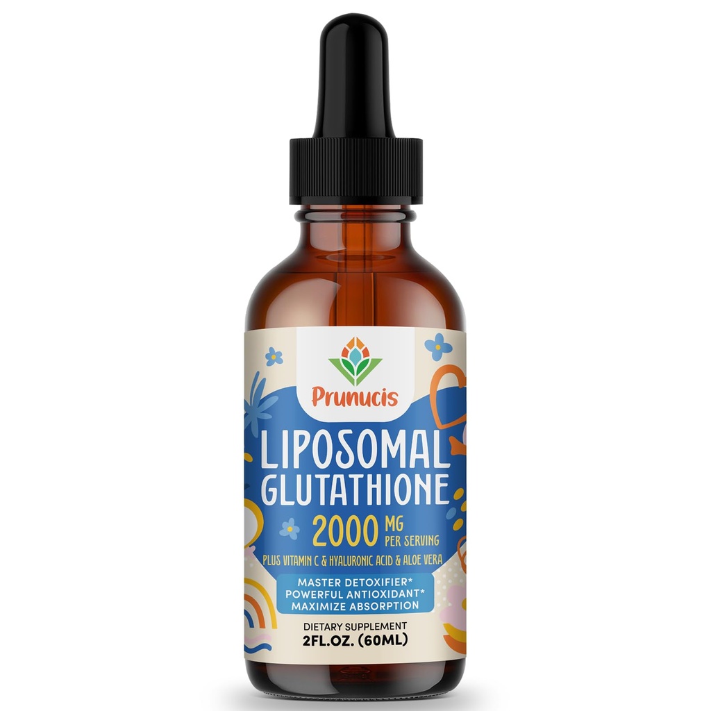 2000MG Liposomal Glutathione 液体,98%吸收,活性形式 L-Glutathione 补充,Vegan 友好型,强抗氧化剂复合体 免疫系统,老化防御,Detox, 2 FL.OZ
