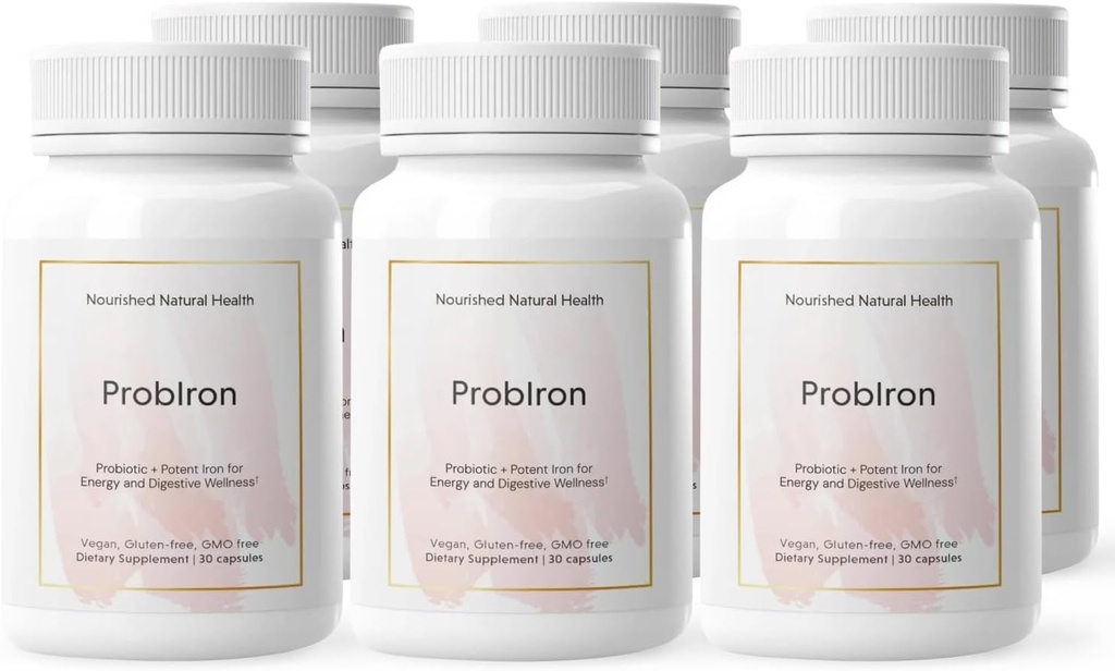 营养性自然健康 ProbIron - 女性Probiotic + 铁补充剂 辅以维生素C和铜 - Vegan 能源与消化健康公式 - 180 Capsules