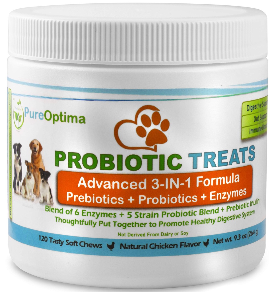 抗生素 Chews for Dogs, 消化酶 + Prebiotics 改善消化,腹泻,便秘,毒气,坏呼吸,Leaky Gut,过敏免疫日报增刊 120 Counts
