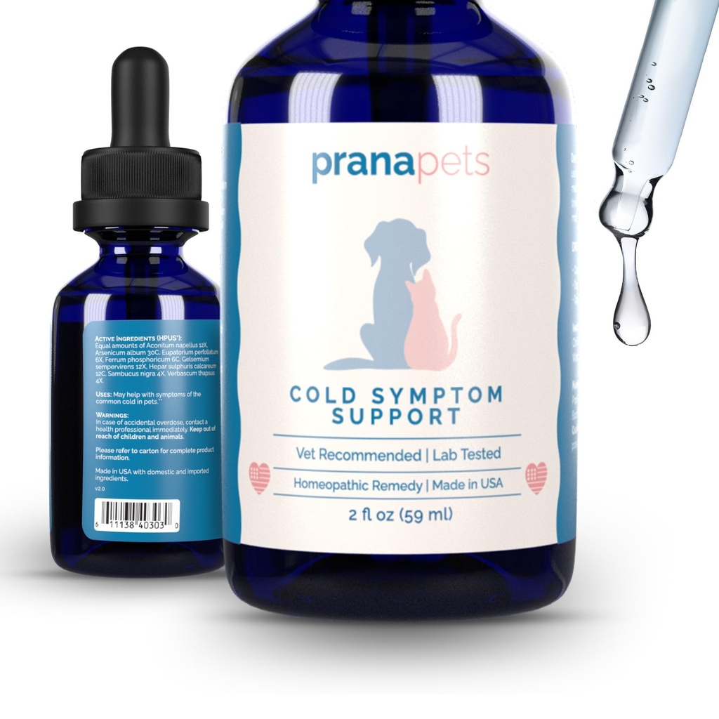 PranaPets Cold Synmptom 支持猫和狗 QQ 自然公式 安全辅助 与寒冷,季节性过敏 和 Kennel Cough QQ 帮助开放航空公司 方便呼吸