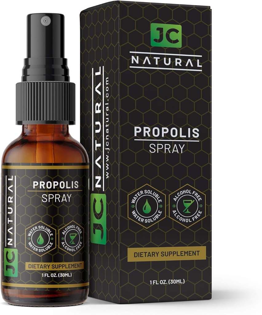 Propolis Throat Spray - 水溶,无酒精,天然免疫支持. JC Natural x CGM实验室制作的有害有机物、强抗氧化剂-1 fl oz(30ml)