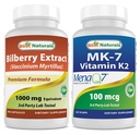 最佳自然品 Bilberry 提取 1000 mg & MK-7 维生素 K2 100 mcg