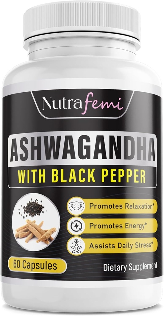 有机Ashwagandha与黑辣椒用于Imporved吸收. 适应压力、增加能量水平和支持内存增强-650 Mg 60 Capsules